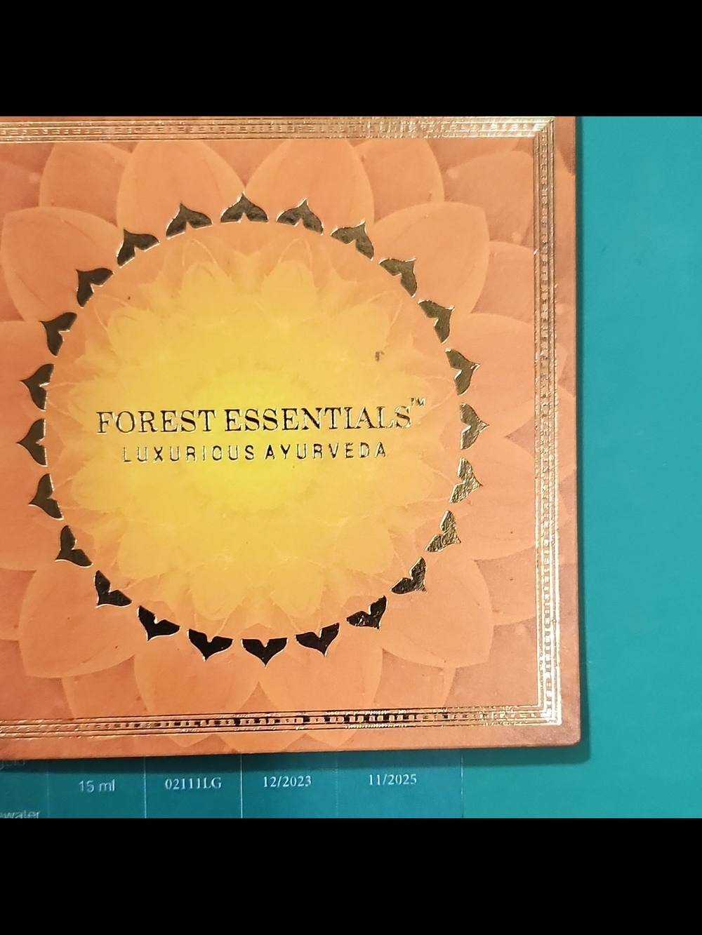 Forest Essentials Orange and Yellow Decorative Box with Gold Accents